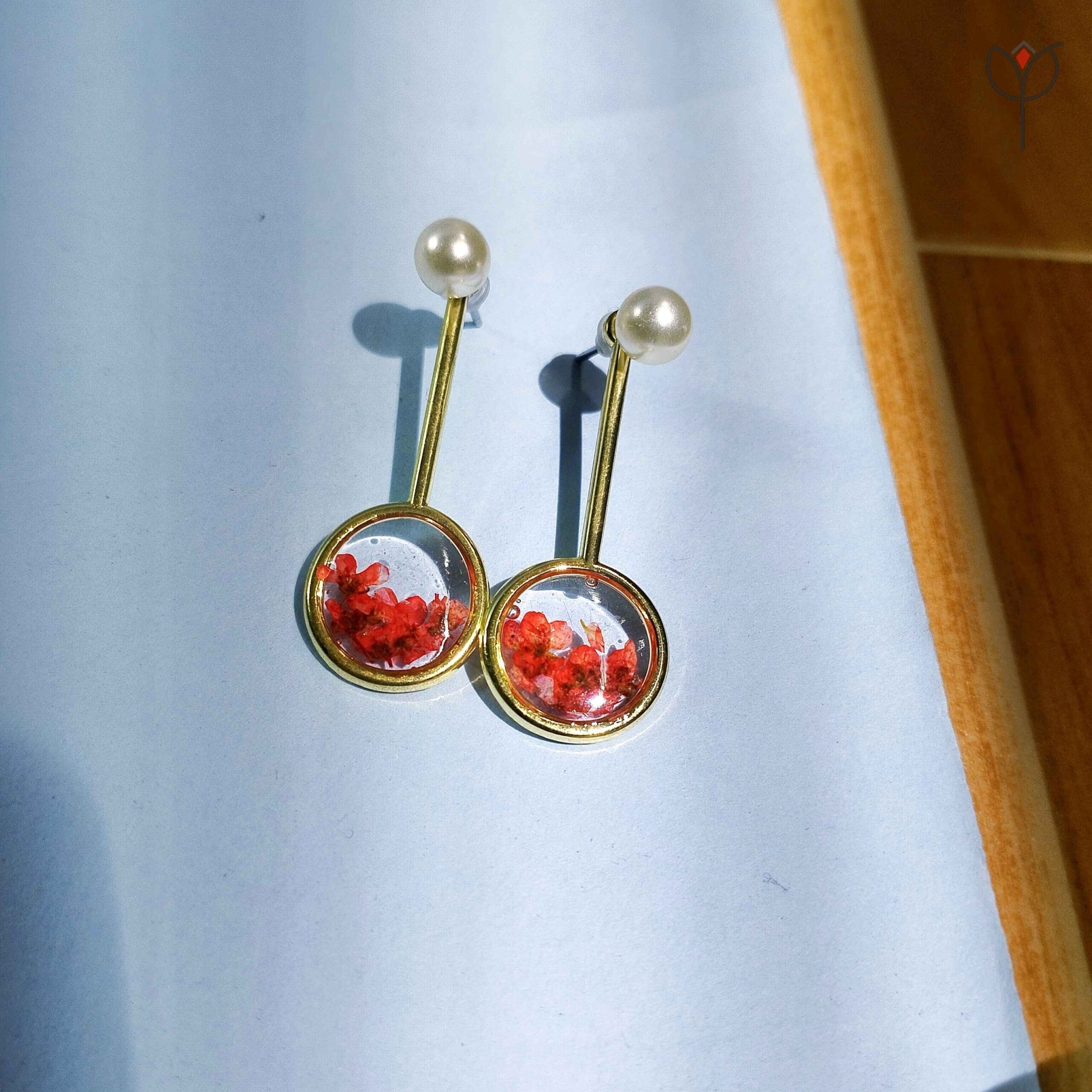 Close up Handmade Blush Ember Earrings