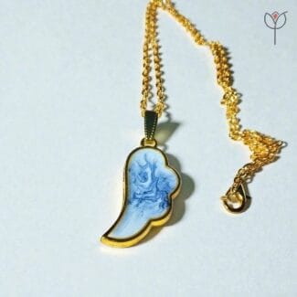 Celestia Wing Pendant front view showcasing the wing design necklace