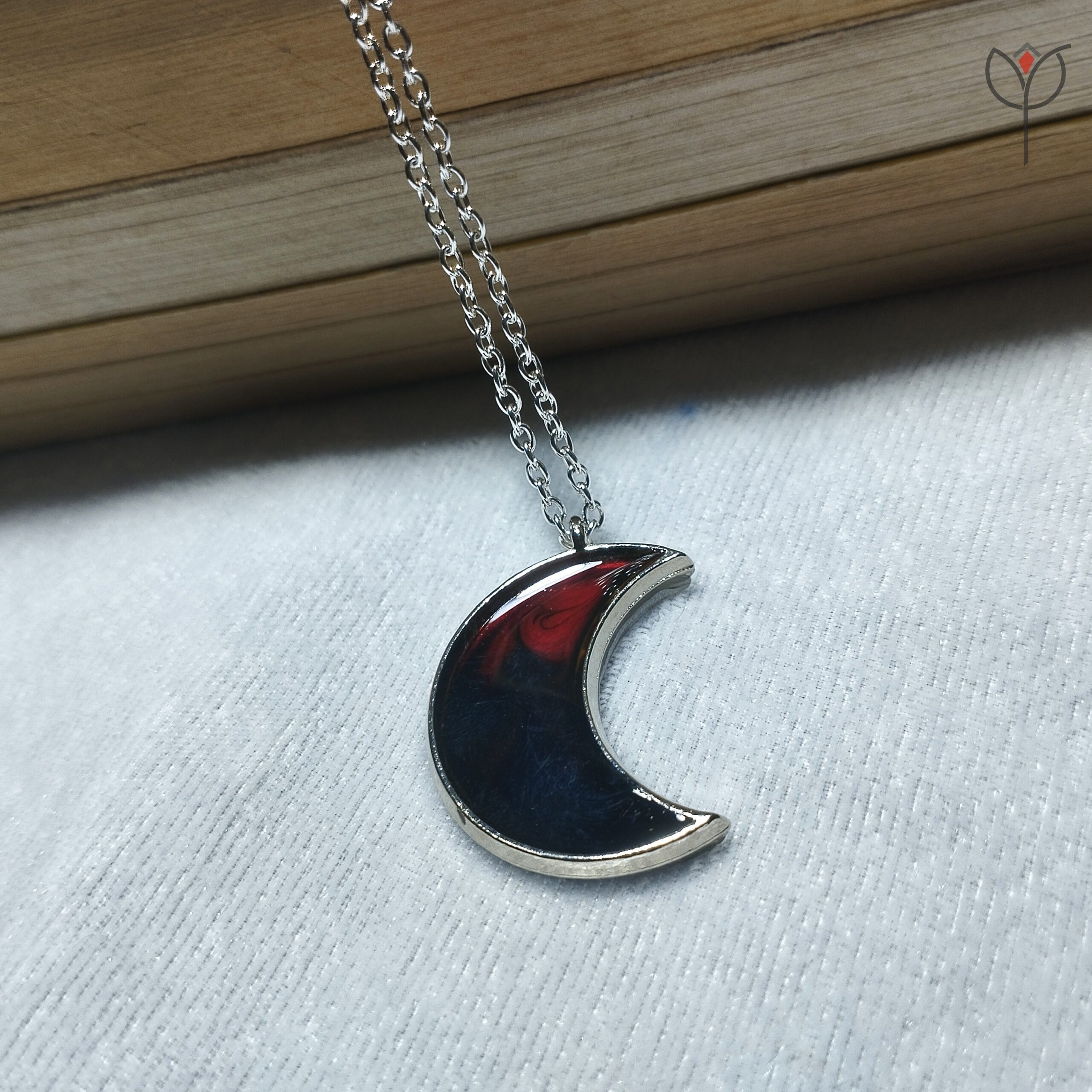 Crimson Moon pendant flat lay product image