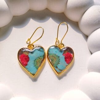 Floral Heart Resin Earring flat lay product image