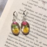 Medley Bloom Earrings flat lay, nature-inspired resin drop earrings