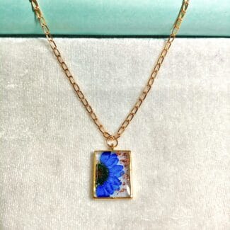 Ocean Blossom Pendant with real blue aster flower
