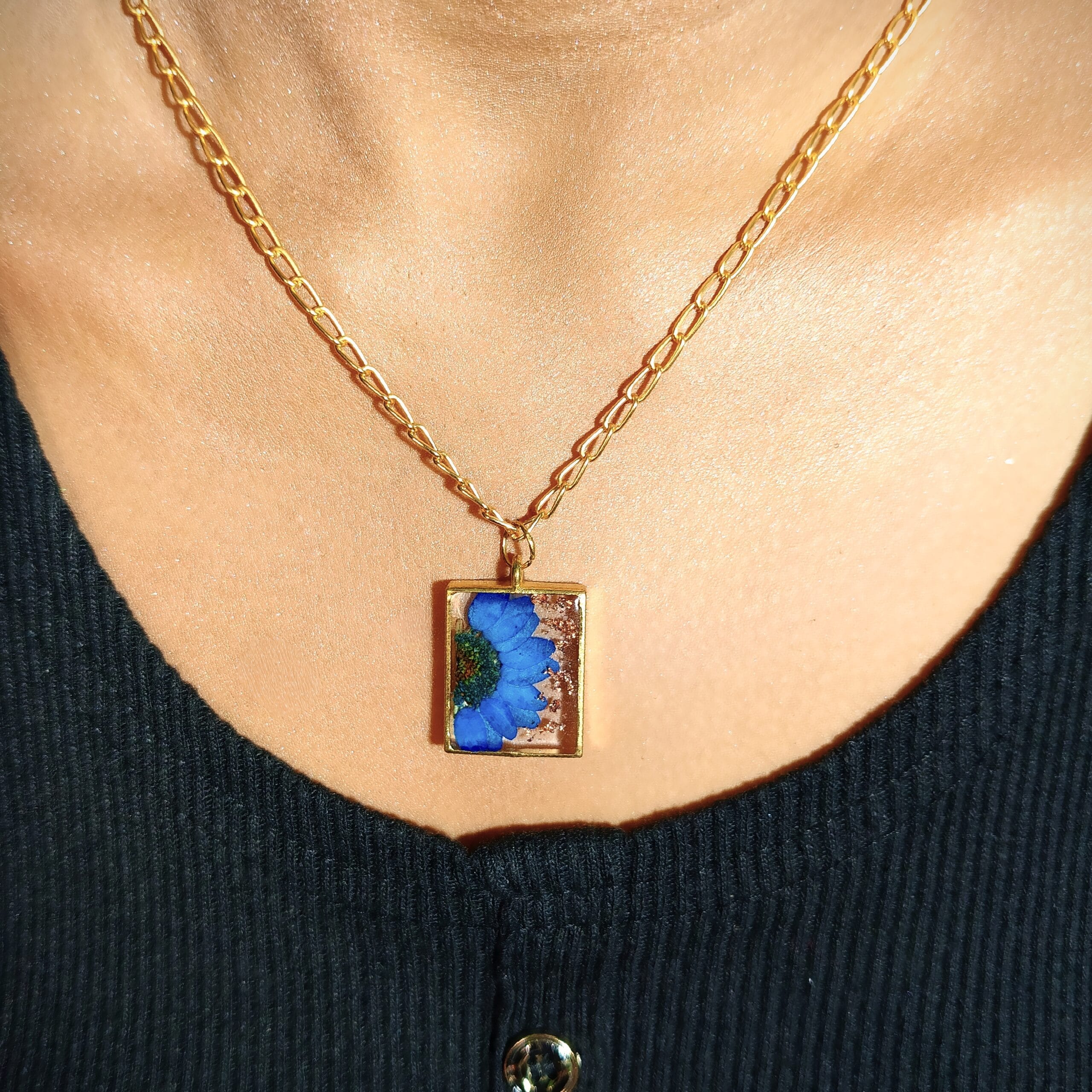 Ocean Blossom Pendant worn on neck