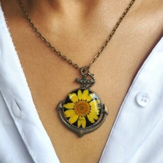 Sunny Anchor Pendant worn as a necklace