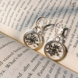 Winter Lace Earrings hanging in soft natural light