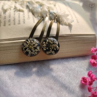 Anne Lace Resin Clips made with real Queen Anne’s Lace flowers