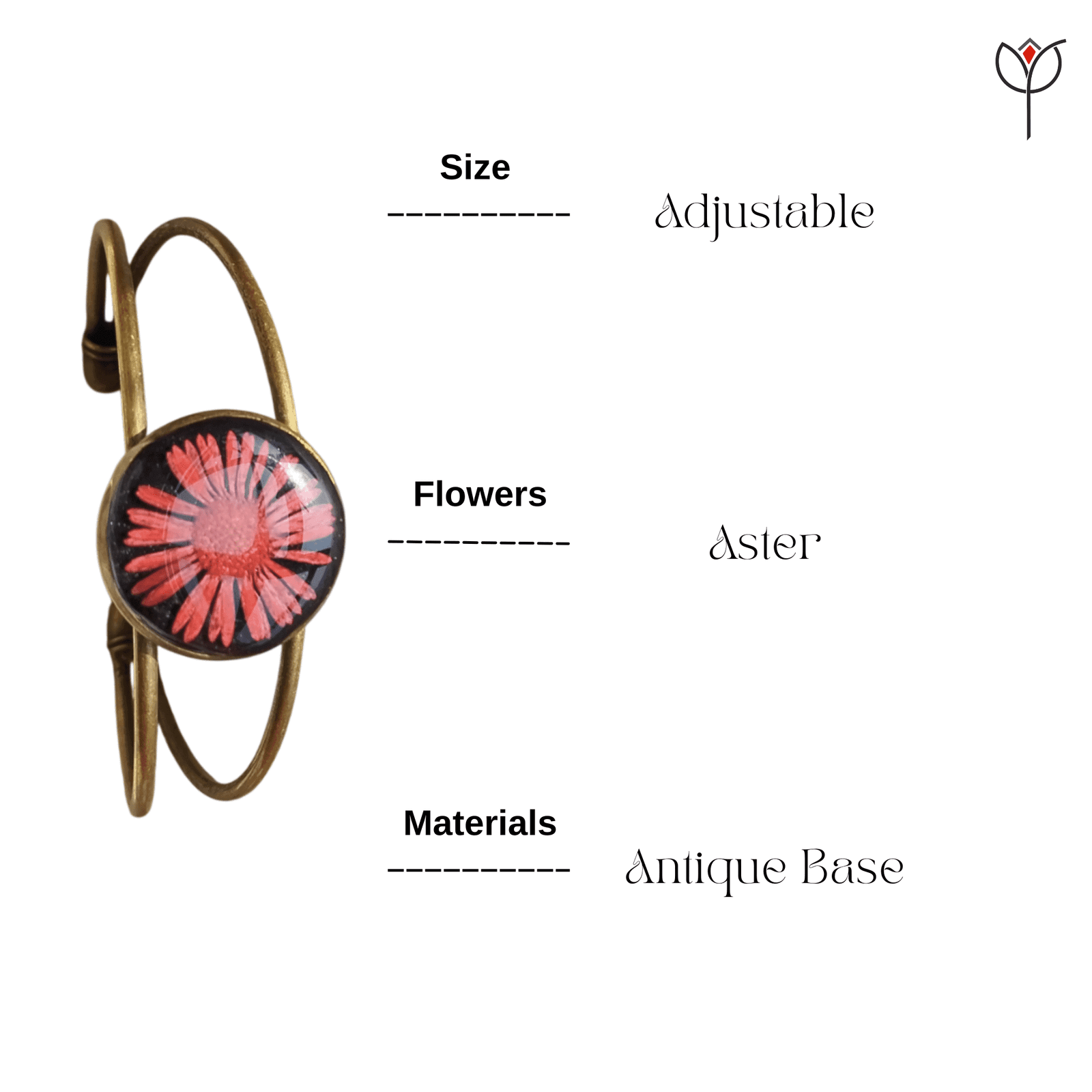 aster-flower-detail-greek-star-resin-bracelet Antique gold Greek Star resin bracelet