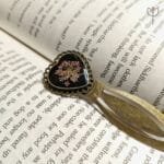 Resin heart bookmark with preserved Queen Anne’s Lace