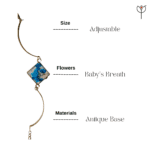 Square pendant Blue Breath resin bracelet detailed