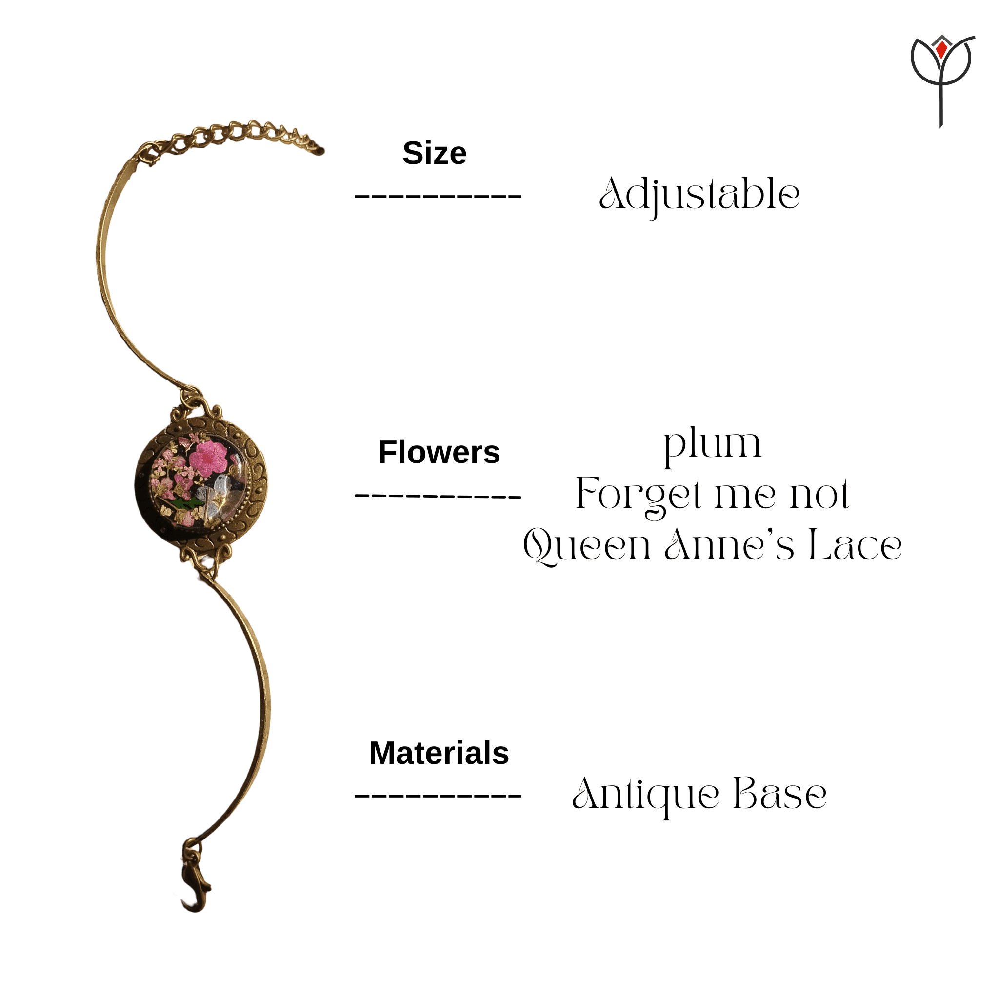 botanical-harmony-bracelet-details Artisan resin bracelet crafted with mixed botanical flowers