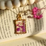 Breath Frame Pendant featuring real pink baby’s breath