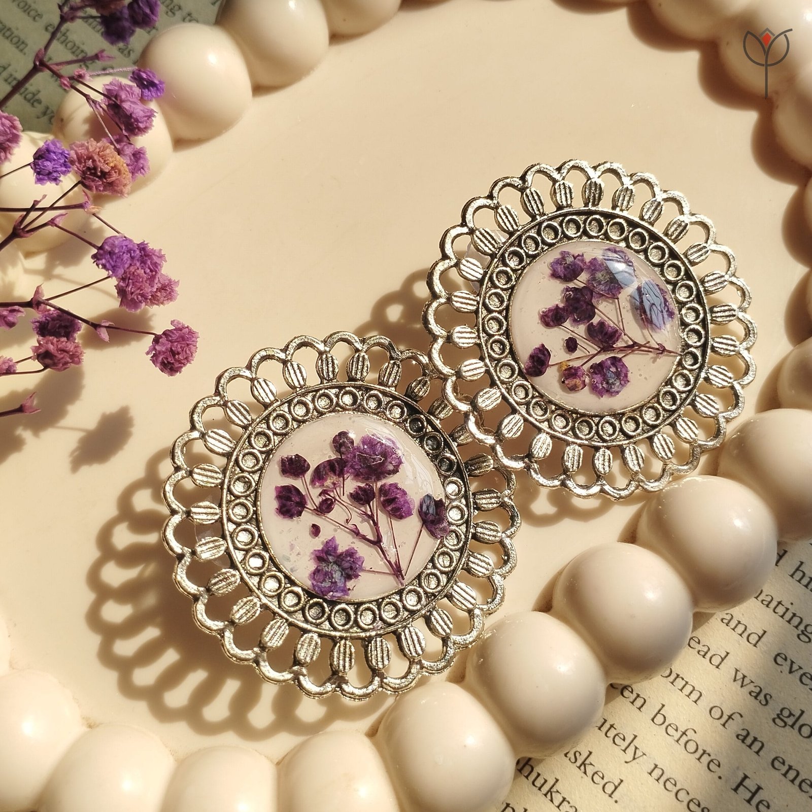 Silver oxidised Breath of Spring Jhumka