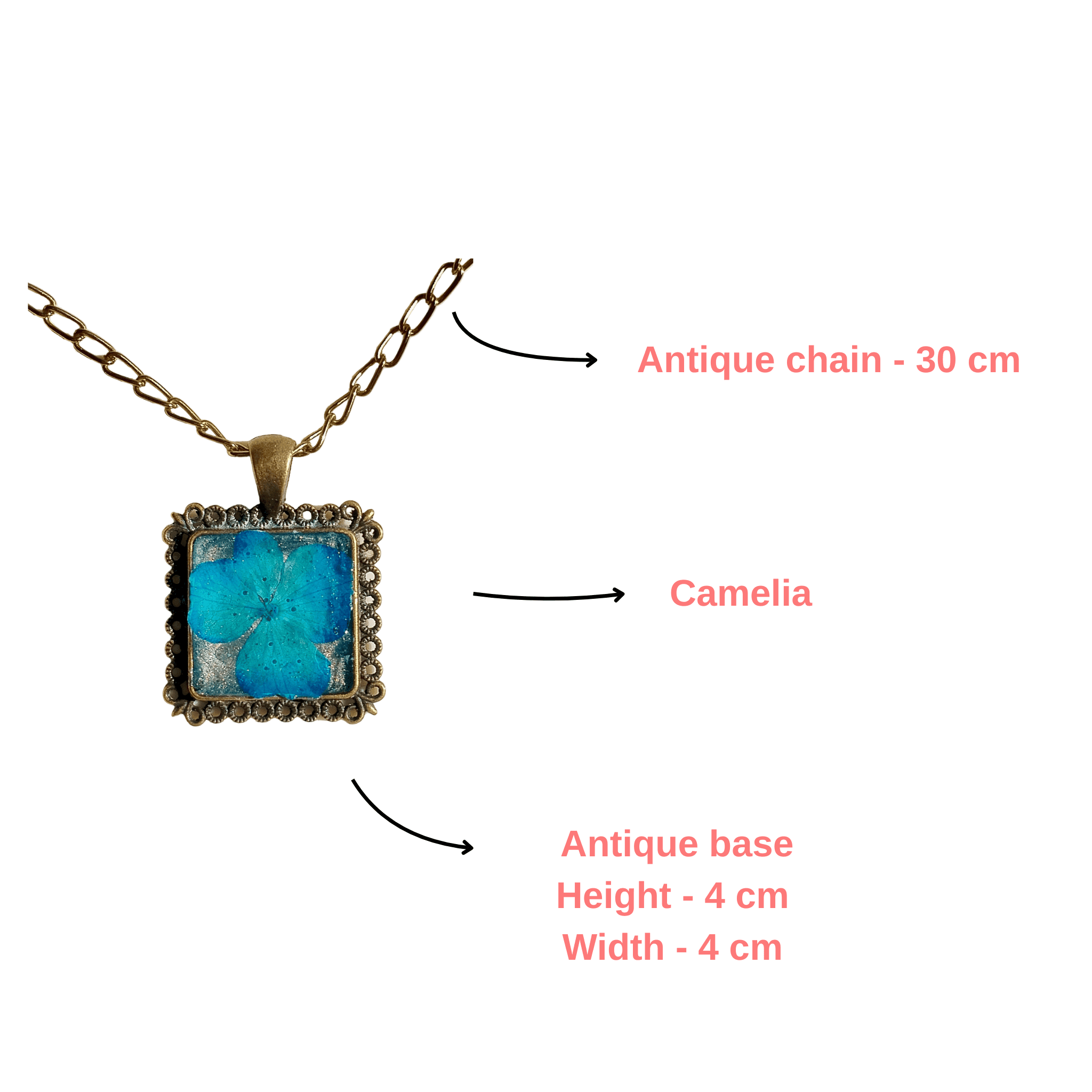 Cerulean Hydrangea Resin Pendant details