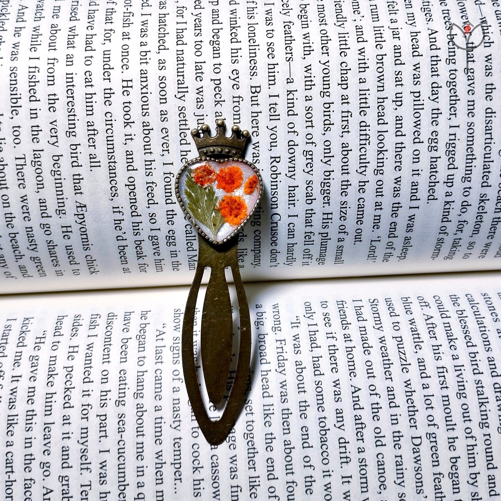 Floral Crown Bookmark with real pressed flowers