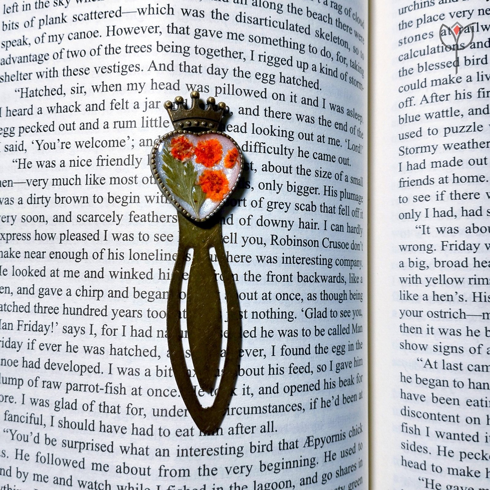 Handmade Floral Crown Bookmark with resin