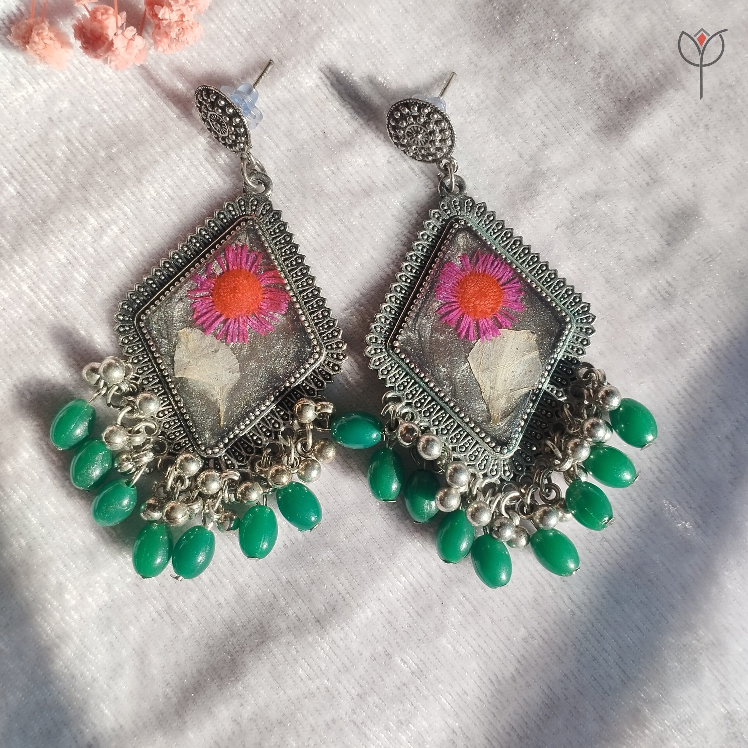 Florentia Resin Jhumka made with real aster