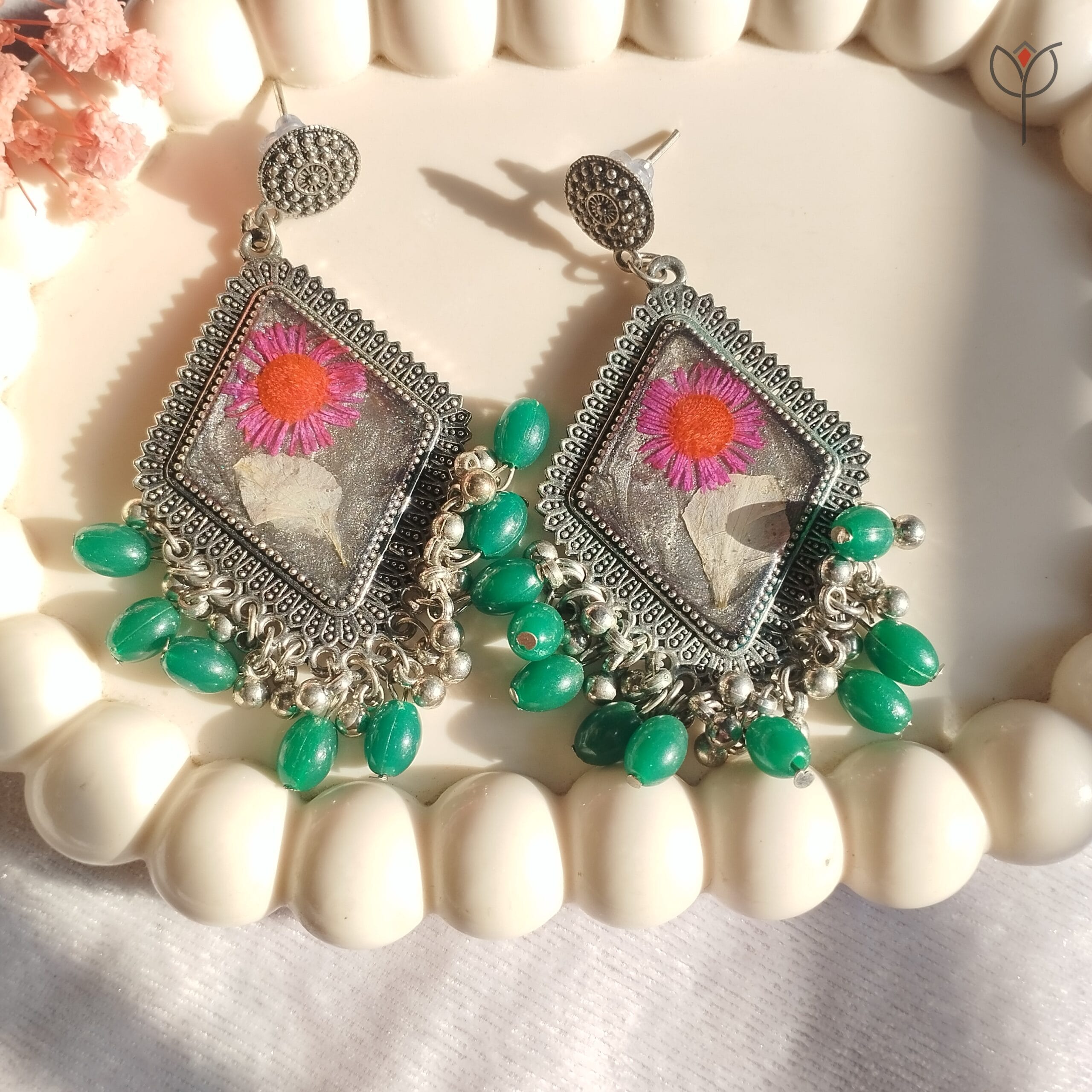 Oxidised silver Florentia Resin Jhumka