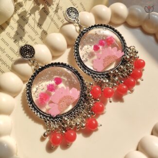 Flower Fiesta Resin Jhumka handcrafted with real flowers
