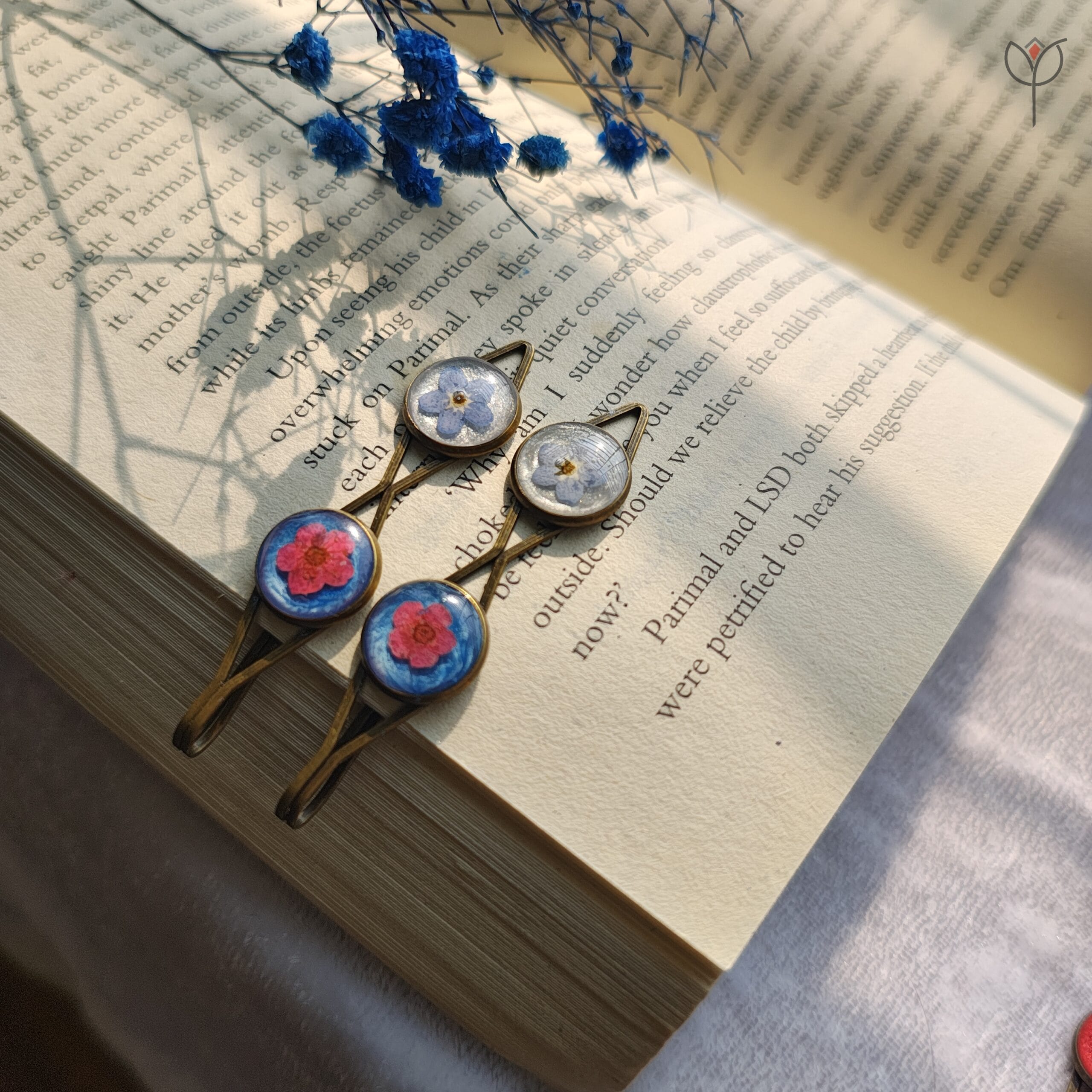 Forever Remembered hair clips with real dried flowers