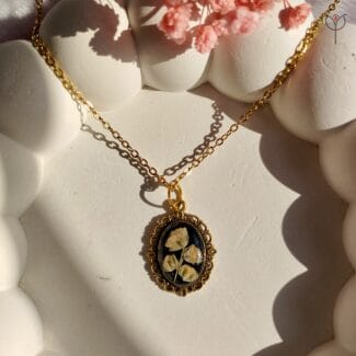 Gilded Breath pendant made with real baby’s breath