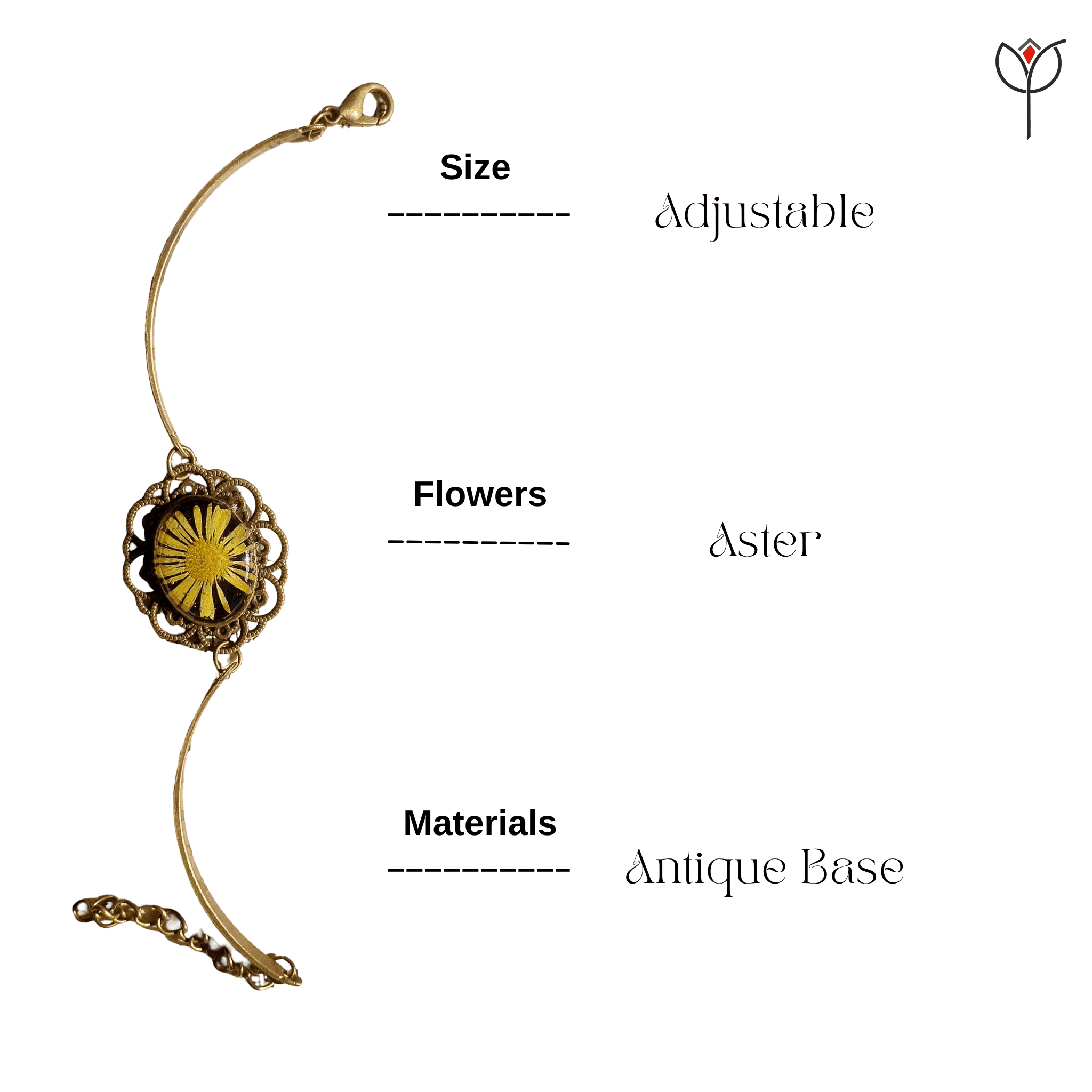 Resin bracelet with antique gold finish