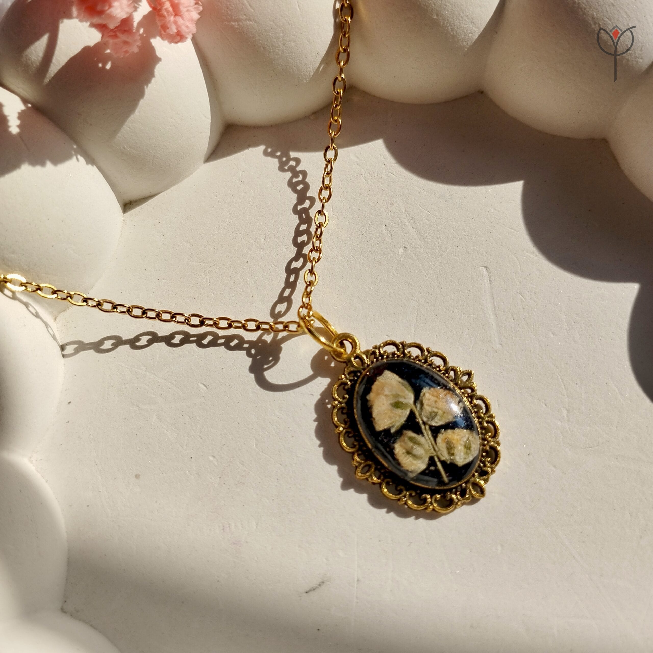 handmade-babys-breath-gold-pendant-mystikfalls Handmade Gilded Breath floral pendant