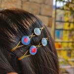 Handcrafted resin hair clips with real flowers