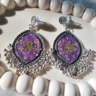 Elegant lavender lace jhumka earrings for women