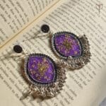 Handcrafted lavender lace floral jhumka in resin