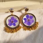 Lilac Veil Resin Jhumka made with real camellia flower