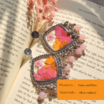 Meadow in Silver jhumka earrings with preserved real flowers