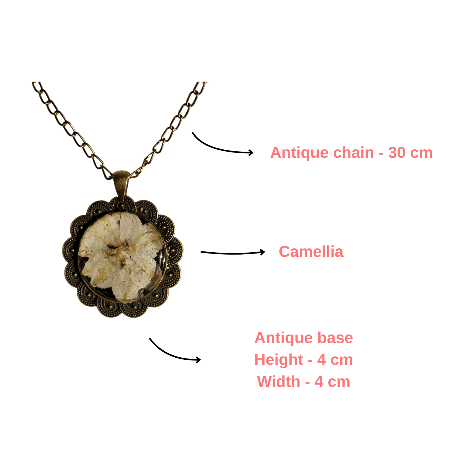 Moonveli Camellia Resin Pendant details