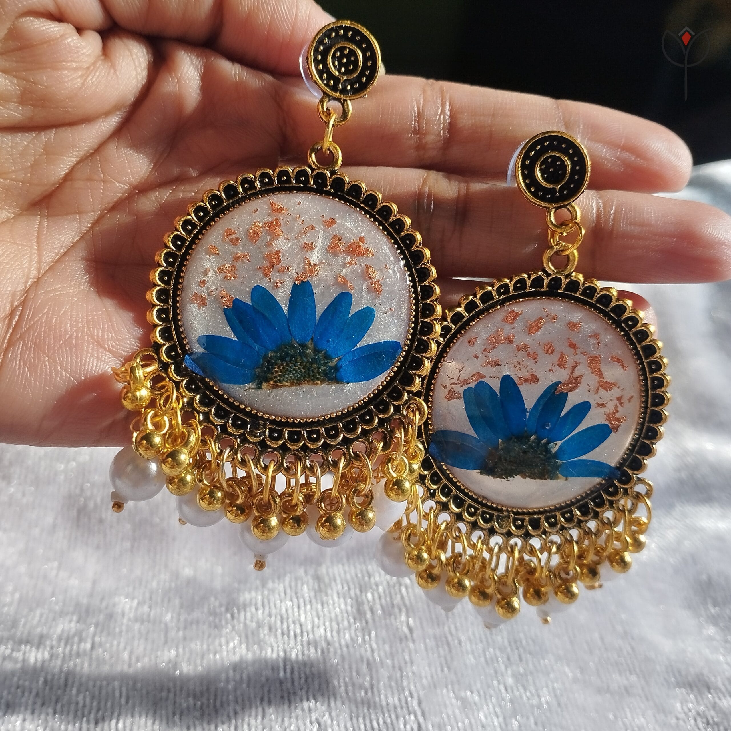 Handcrafted Neel Mayuri Jhumka