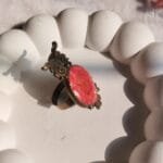 Antique owl finger ring with real daisy