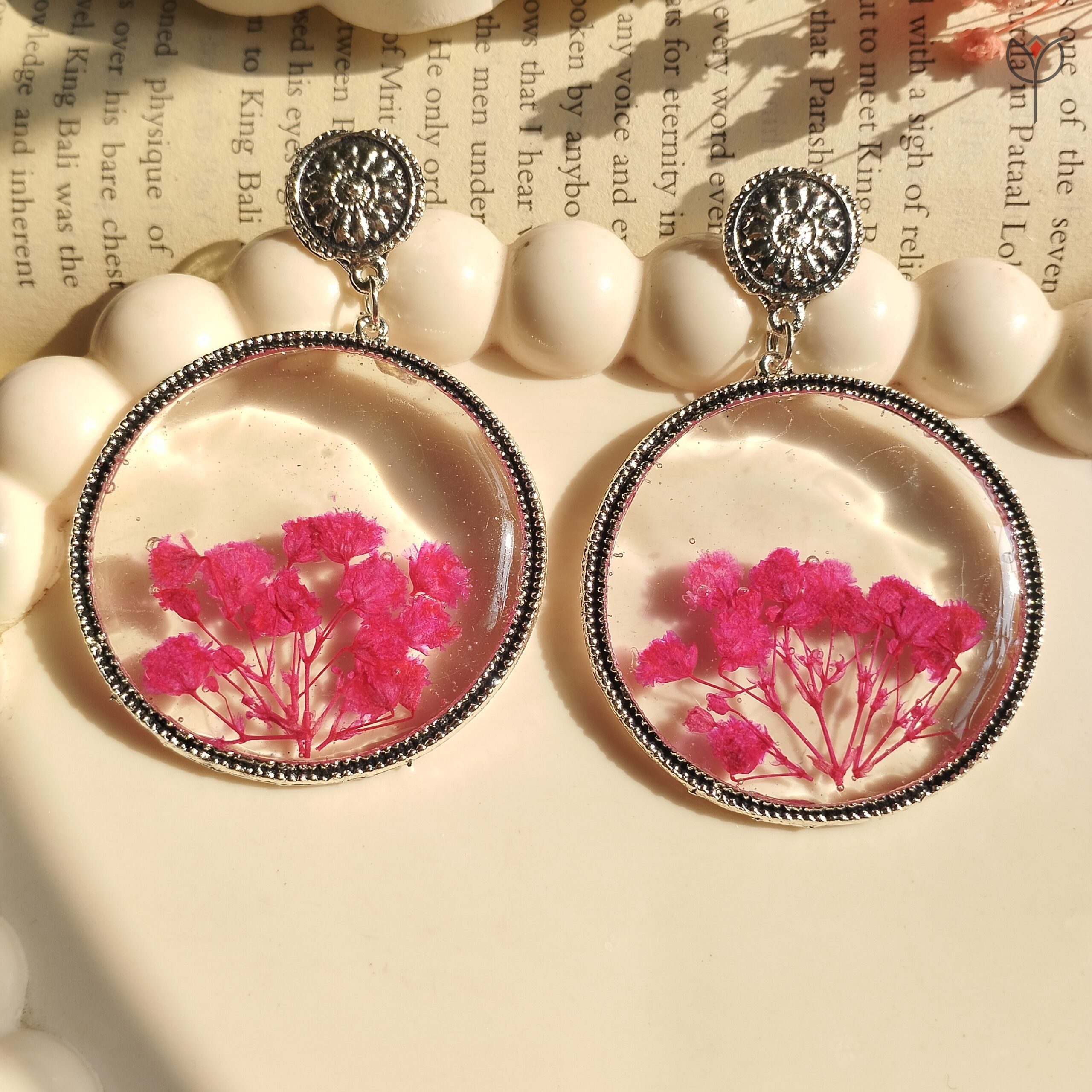 Pink Whisper Jhumka handcrafted with real flowers