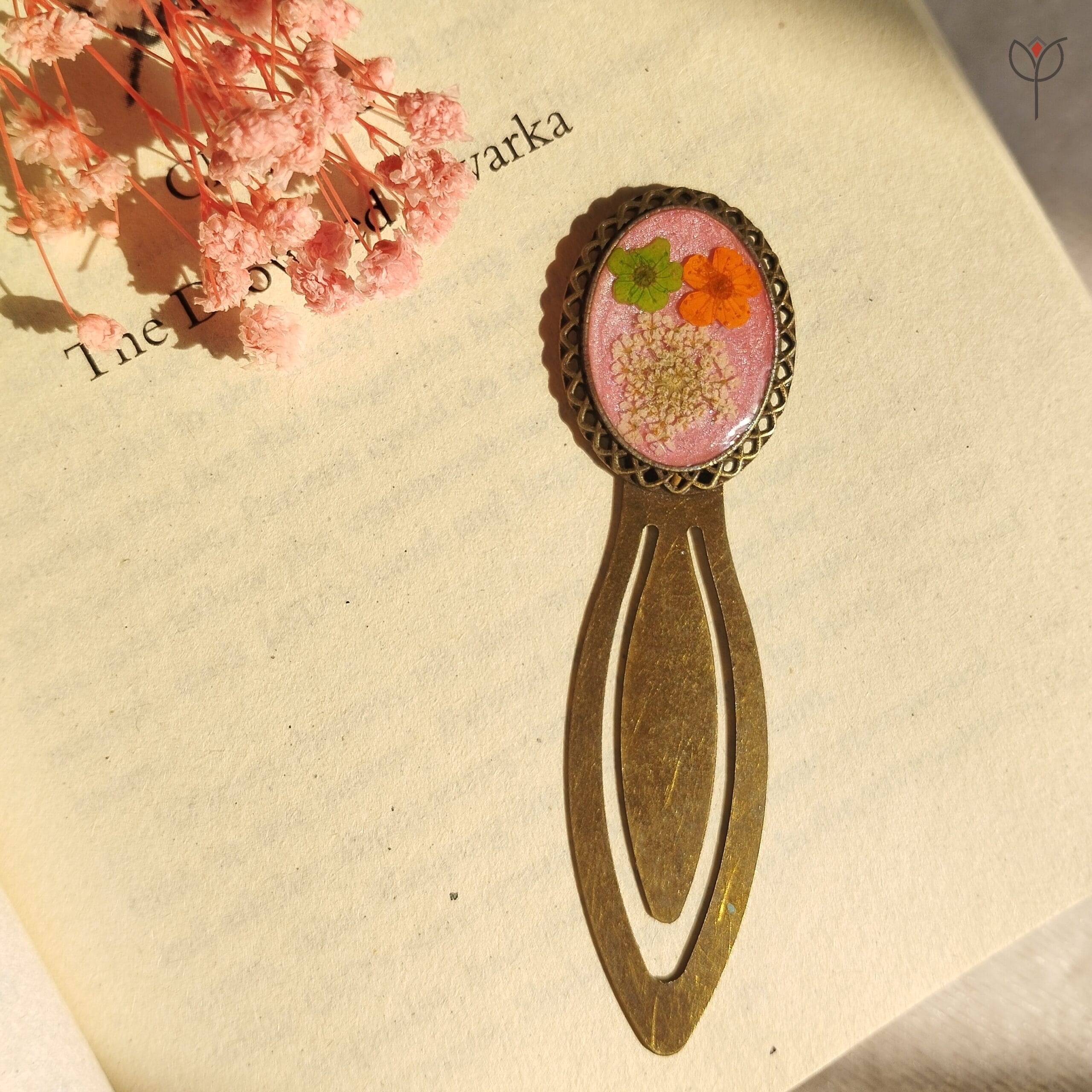 pressed-flower-bookmark Pressed Memories bookmark antique floral resin