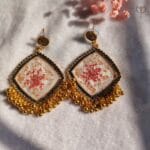 Queen Anne’s resin jhumka with antique gold oxidised base