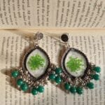 Handcrafted green botanical resin jhumka