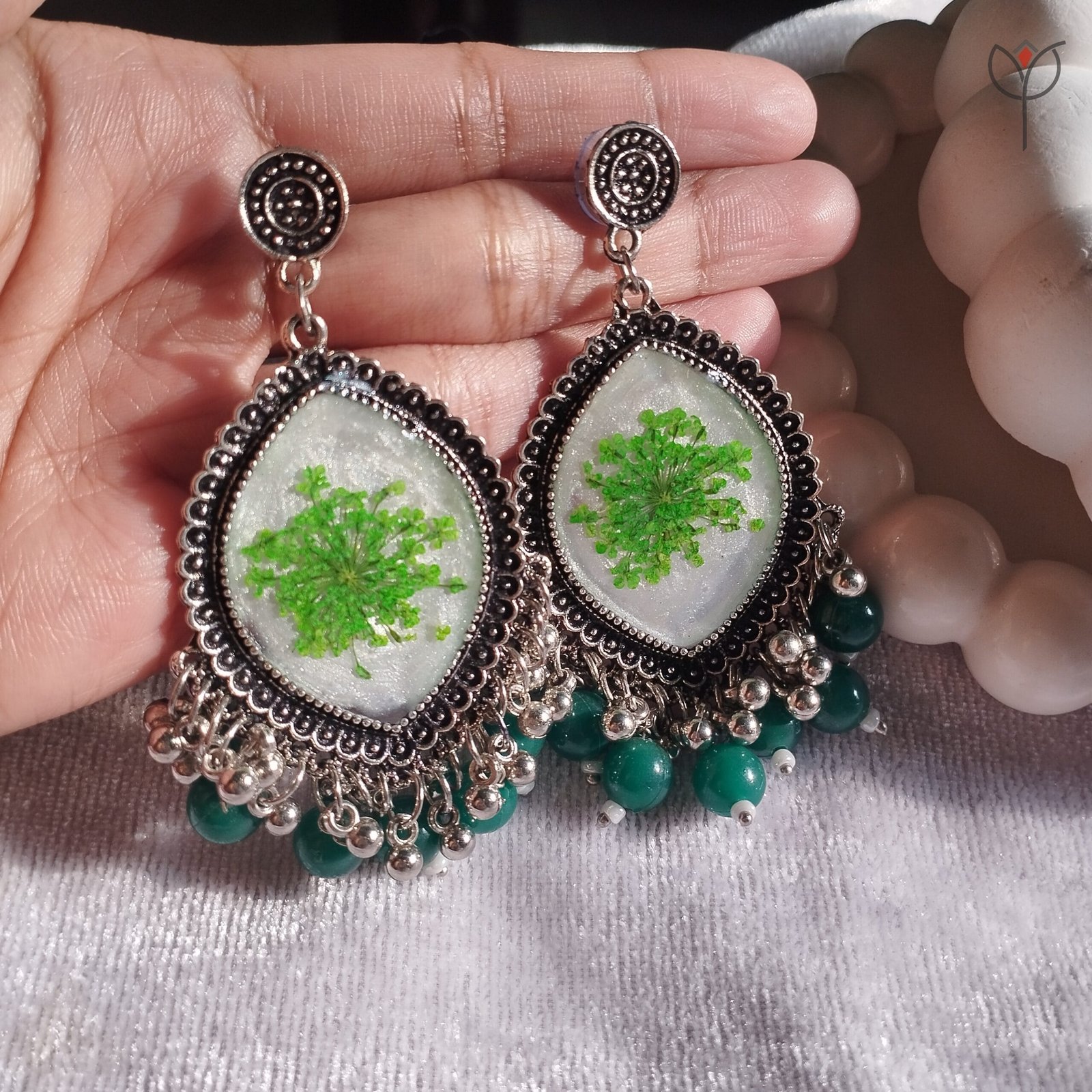 queens-garden-jhumka-real-flower-handmade Queen’s Garden Jhumka silver oxidised