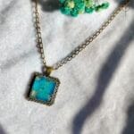 Botanical cerulean resin pendant