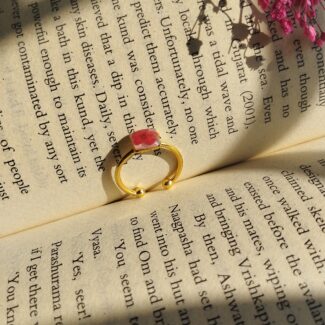 Red Whisper Resin Ring with a real dried red flower