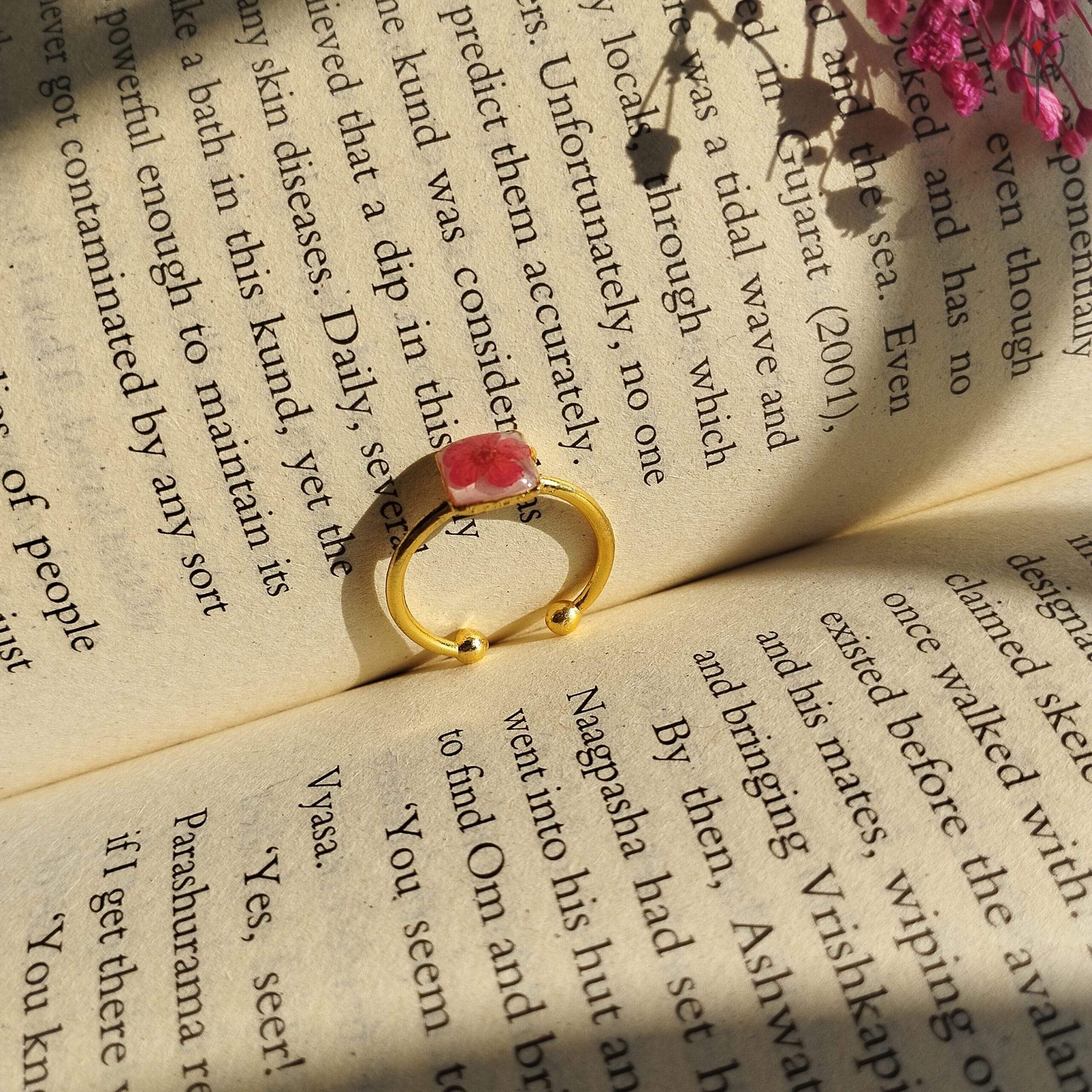 red-whisper-floral-resin-ring-handcrafted Red Whisper Resin Ring with a real dried red flower