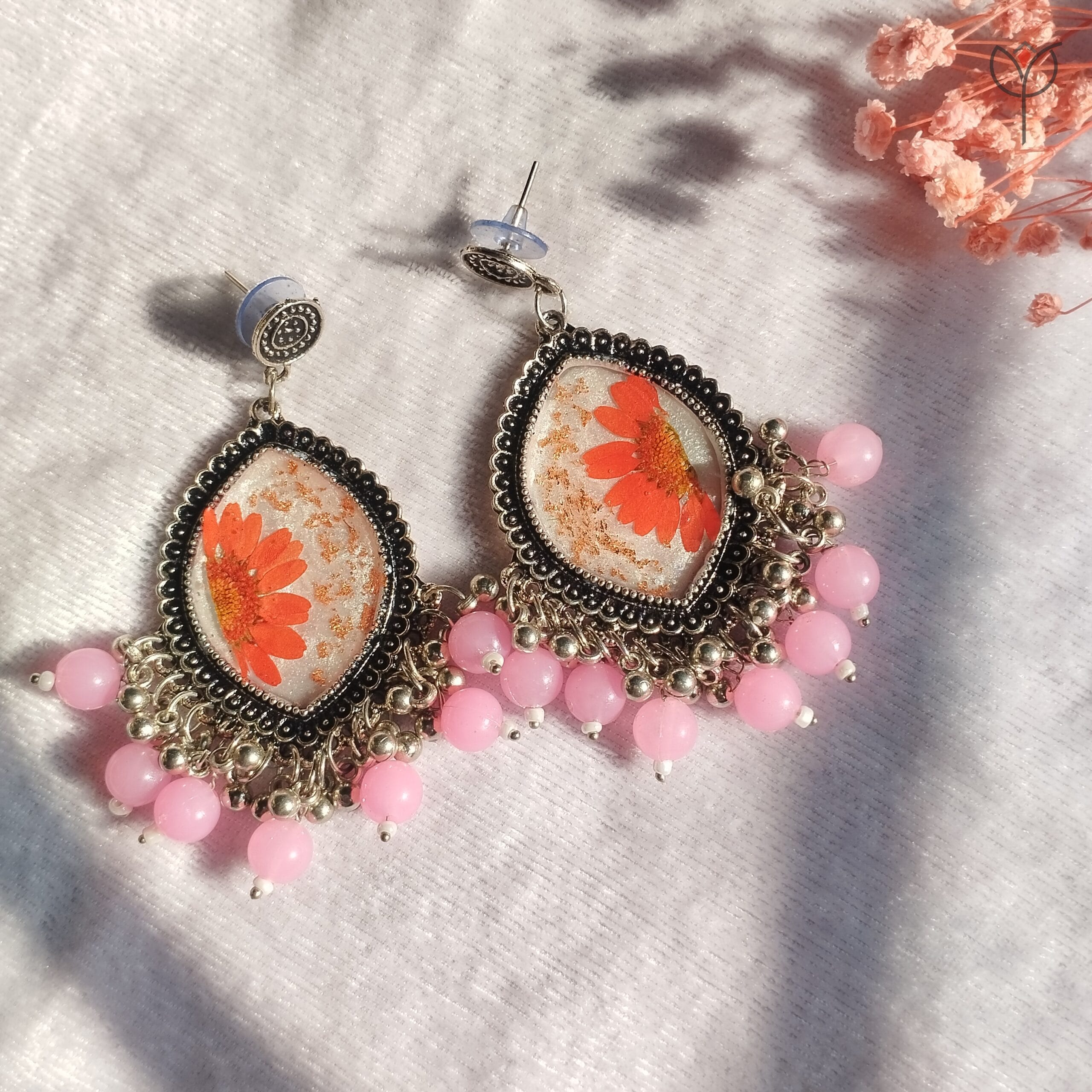 springveil-oxidised-jhumka-handmade-floral-jewellery Handmade Springveil oxidised jhumka