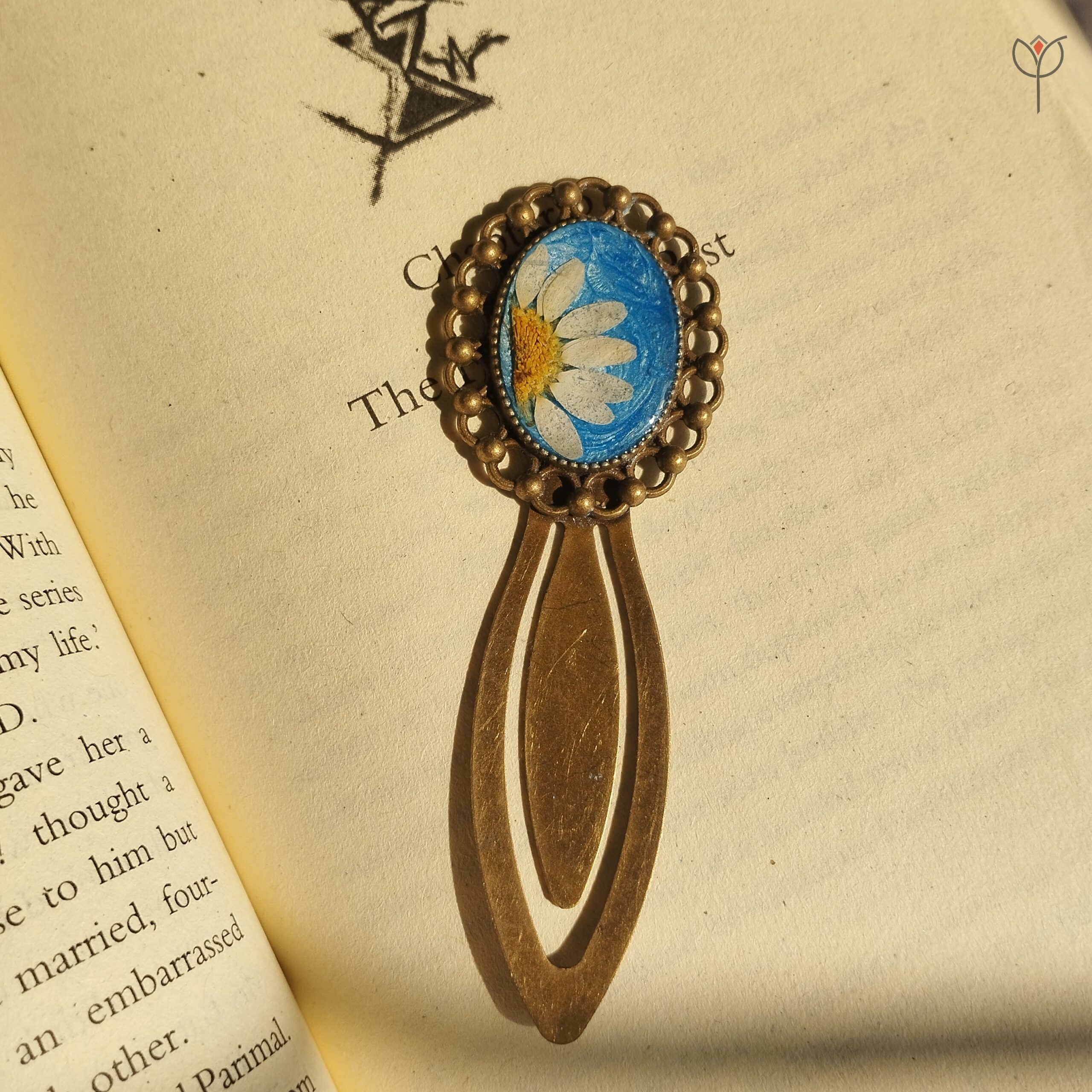 Handcrafted Sunny Spring bookmark with real daisy