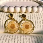Sunshine Daisy Earrings with real preserved yellow daisy