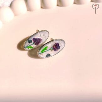 Tiny floral meadow earrings in resin