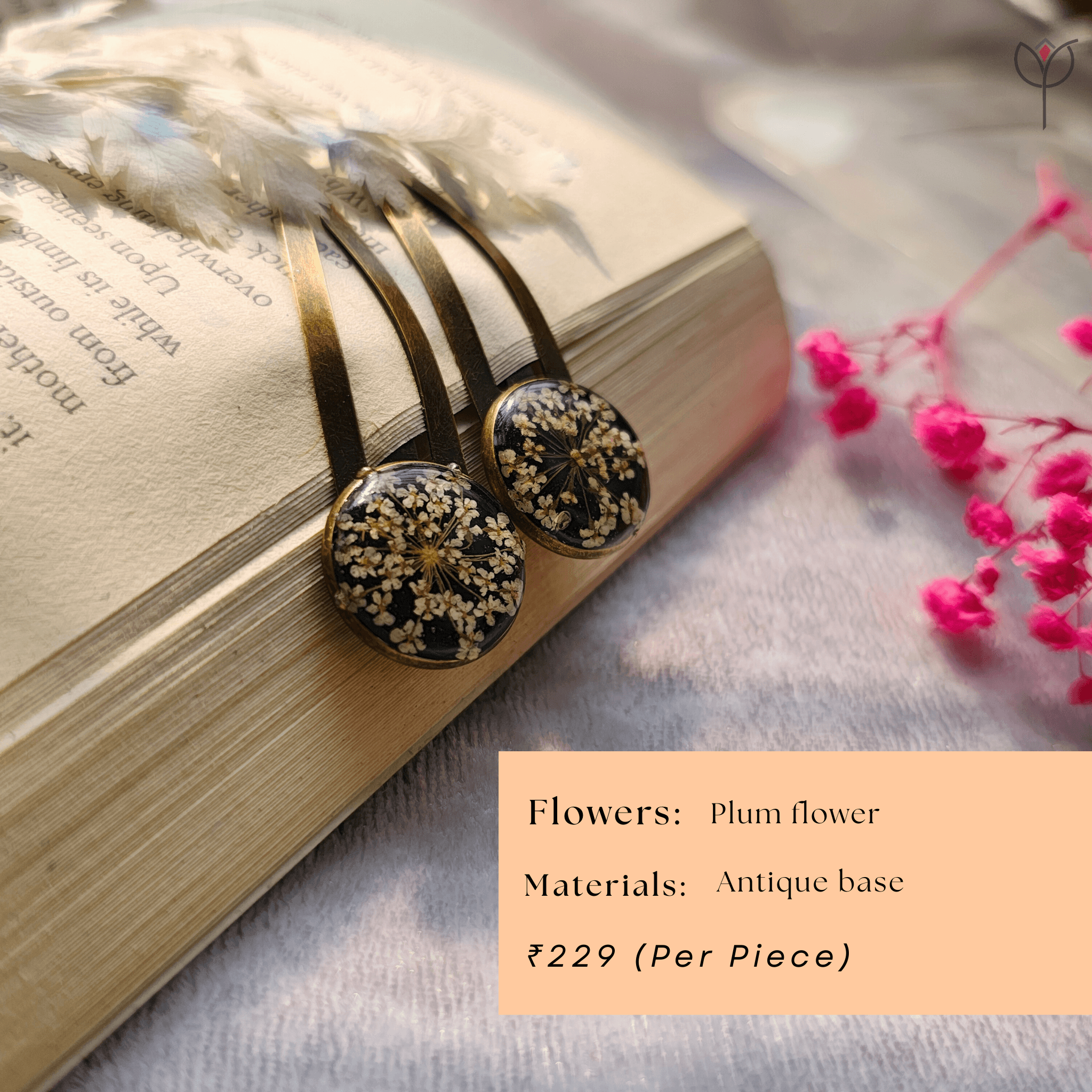 Close-up details of Anne Lace resin hair clips