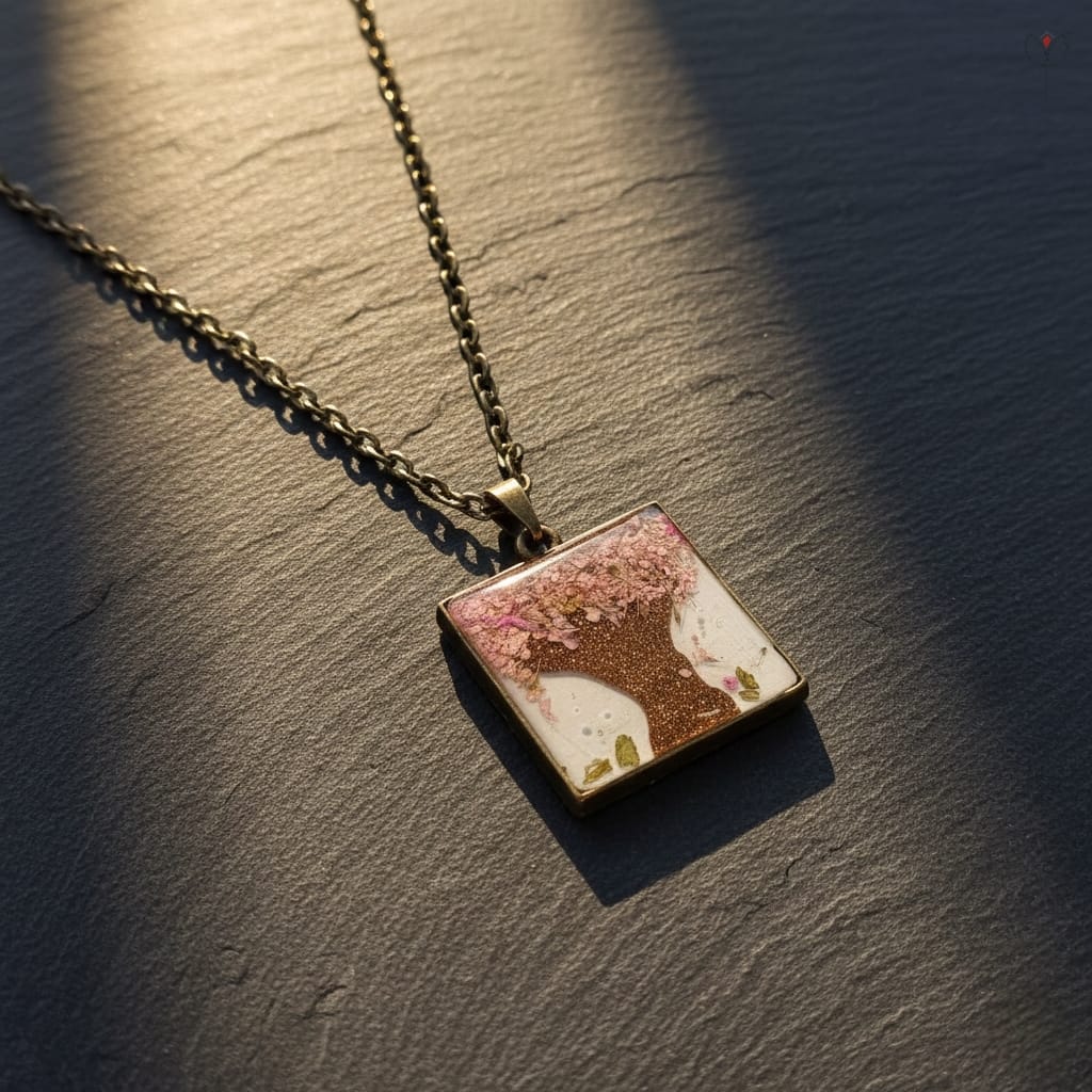bloomroot-resin-pendant-oxidised Bloomroot Resin Pendant featuring Queen Anne’s Lace