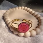 Blush Rosy Resin Bracelet with elegant golden base