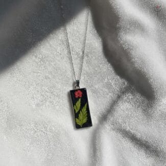 Botanical Night Pendant with preserved fern leaf and dried plum